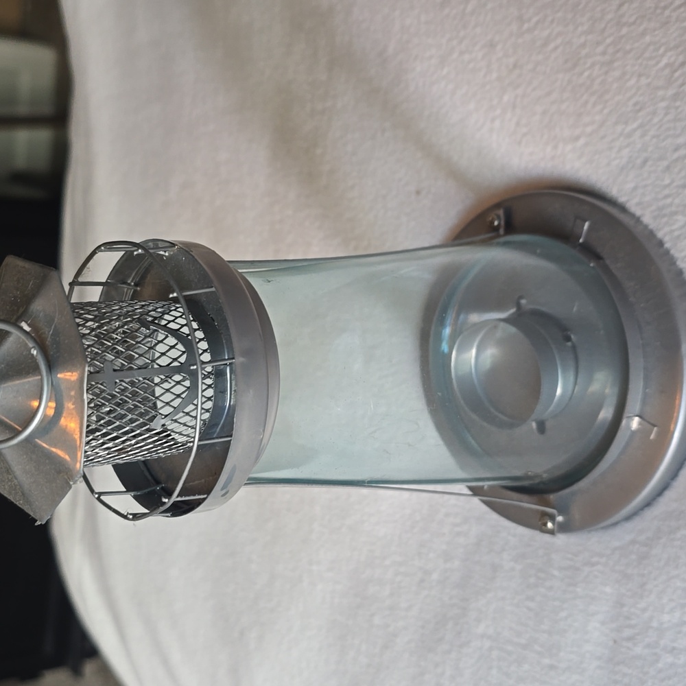 Metal and Glass Lighthouse Candle Holder - Silver - Picture 2 of 5